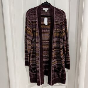 CJ Banks‎ Womens Cardigan Sweater SIZE 1X Boho Hippie Southwestern Open Front